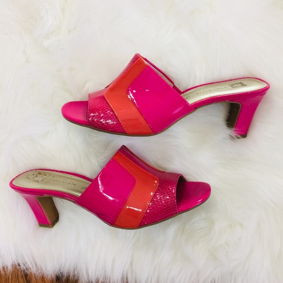Anne Klein Shoes - Anne Klein Hot Pink Coral Open Toe Slip On Sandals